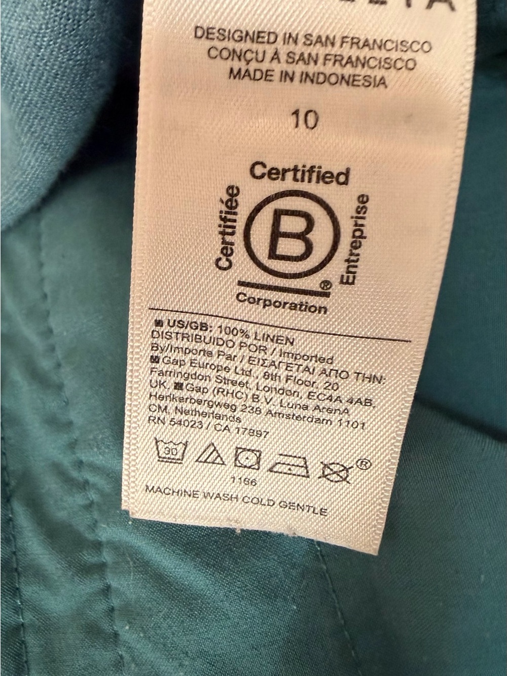 Athleta Retreat Linen High Rise Wide Leg Pants Teal Borealis Size 10 - Picture 6 of 6